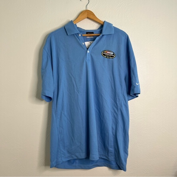 NWT Nike Golf Dri Fit Blue Nascar Camping World Series Pique II Polo Size XL - Picture 1 of 10